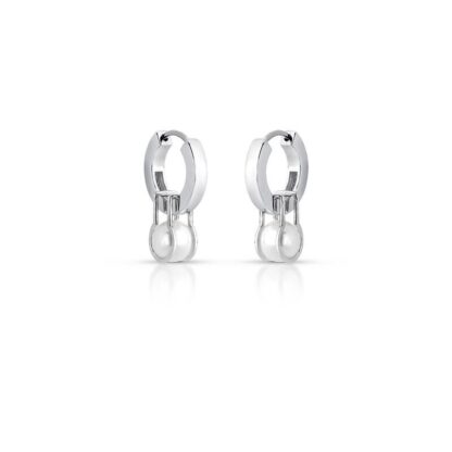 Aro de Plata 925 con Colgante de Perla de Concha – Baño de Rodio