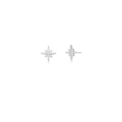 Pendientes de Estrella con Tachuelas en Plata Lisa 925