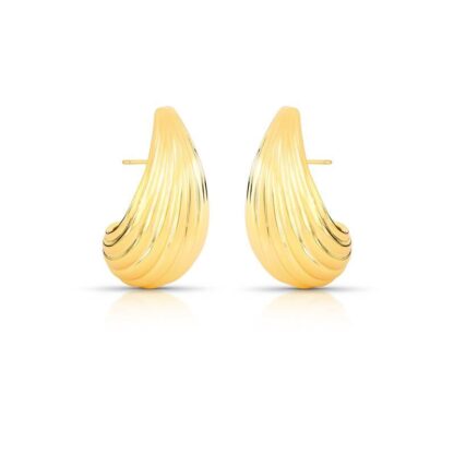 Pendiente de Gota Curva Texturizada –  Baño de Oro