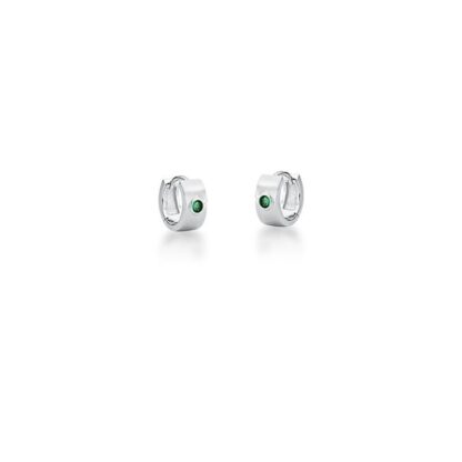Aro Liso con Circonita Verde Esmeralda en Plata 925 Rodiada
