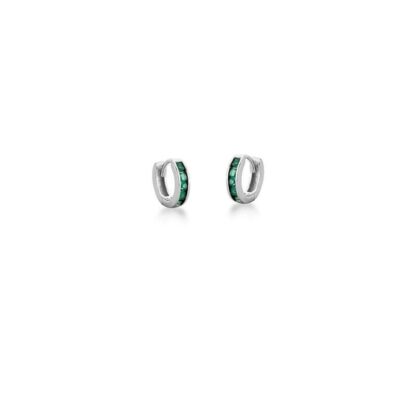 Aro con Circonitas Cuadradas Esmeralda en Plata 925 Rodiada