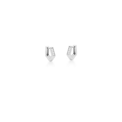 Aro de Diamantes con Hilera de Circonitas en Plata Rodiada