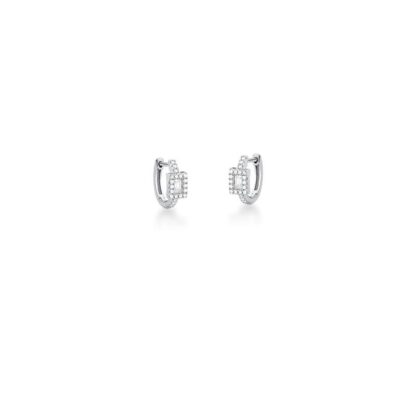 Aro con Circonitas y Baguette Blancas Plata 925