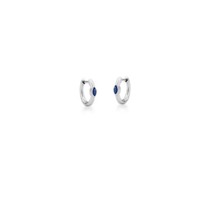 Aro de plata 925 rodiada con zirconia navette zafiro