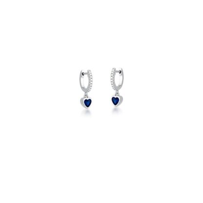 Aros con circonitas y colgante de corazón en plata 925 rodiada