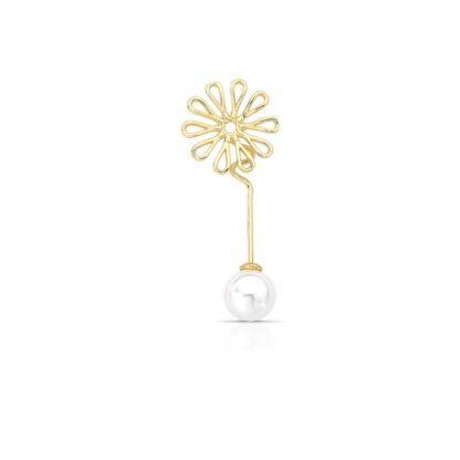 Broche de Flor con Perla de Concha Bañado en Oro