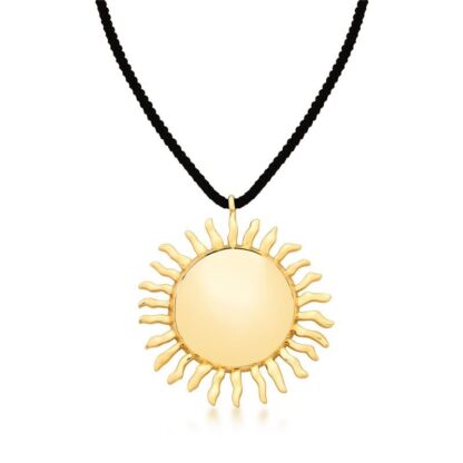 Collar con colgante de sol en relieve – Estilo bohemio en baño dorado