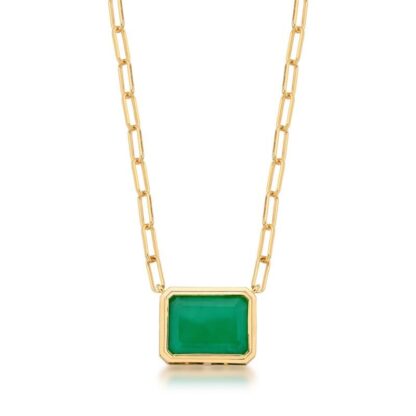 Collar con colgante de cristal rectangular bañado en oro