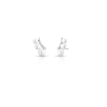 Ear Cuff de Plata 925 con Tres Perlas de Concha y Circonitas Blancas