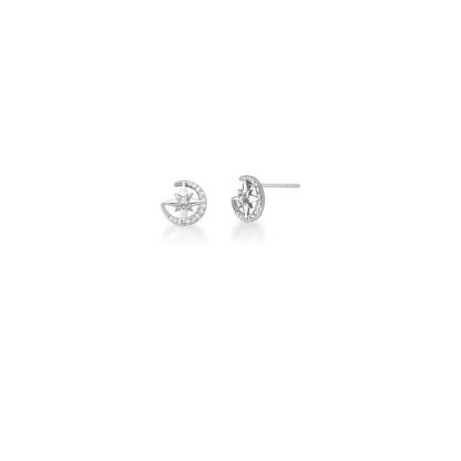Pendiente con Estrella y Circonitas Blancas en Plata 925 Rodiada