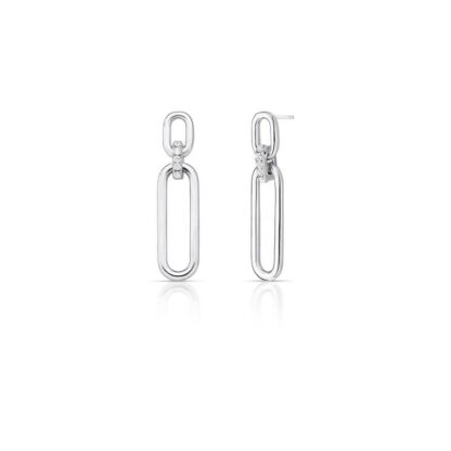 Pendiente Rectangular con Circonita en Plata Rodiada