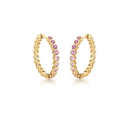 Pendientes de aro dorado con piedra en forma de corazón