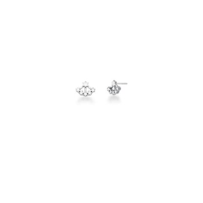 Pendientes Estrella Curvada con Circonitas Redondas en Plata 925 Baño de Rodio