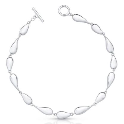 Pulsera Lisa Maleable con Gotitas en Plata Rodiada