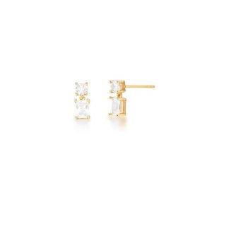Pendiente de Péndulo con Cristales Bañado en Oro 18k