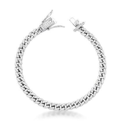 Pulsera con Eslabones de Grupo y Circonitas Blancas en Plata 925 Rodiada