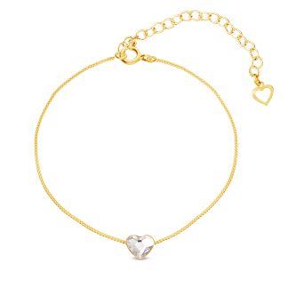 Pulsera de corazón de cristal blanco y plata