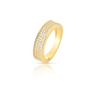 Anillo pequeño de oro con circonitas en 3 líneas talla 16