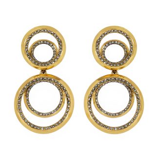 Pendientes circulares dorados modernos con circones