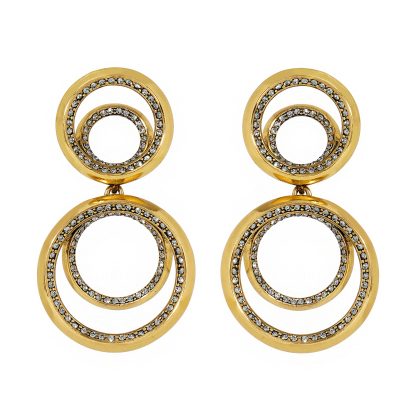 Pendientes circulares dorados modernos con circones