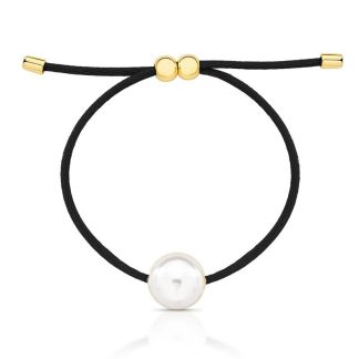Pulsera de hilo de seda con perla de concha y cierre shambala