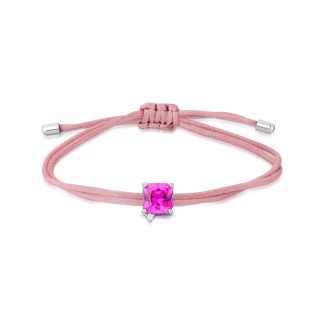 Pulsera regulable Shambala con piedra y circonita bañada en rodio