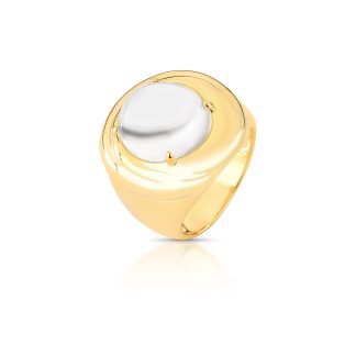 Anillo grande con cabujón ovalado chapado en oro