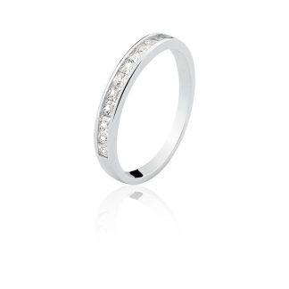 Anillo de piedra cuadrada 1 línea – Plata con rodio elegante