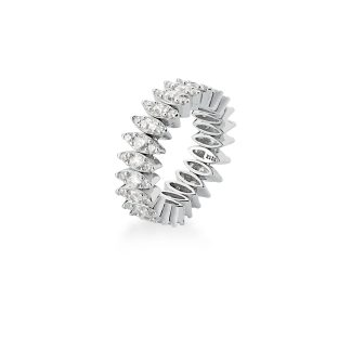 Anillo con piedra pequeña y circonita en plata con rodio