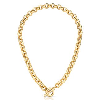Cadena lisa con eslabones redondos intercalados dorada