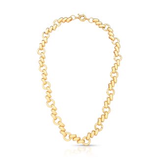 Cadena lisa trenzada con eslabones redondos alternados dorada