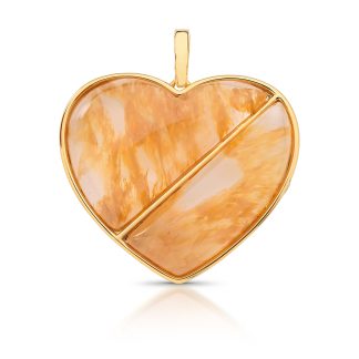 Colgante con corazón de piedra rutilada dorado