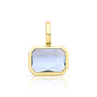 Colgante rectangular con cristal azul claro chapado en oro