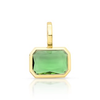 Colgante rectangular con cristal dorado y verde oscuro
