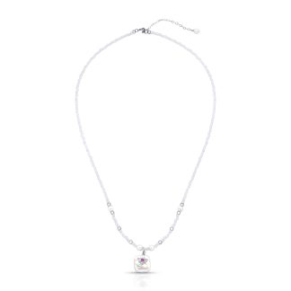 Collar de cuarzo blanco natural con perla y circonita