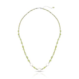 Collar de peridoto natural con perlas de agua dulce