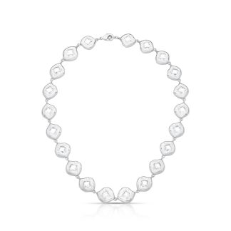 Collar de piedra ovalada orgánica – Hecho a mano con baño de rodio