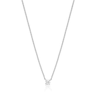 Collar solitario con punto de luz en plata y rodio