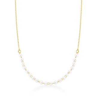 Gargantilla de perlas sintéticas con eslabones dorados