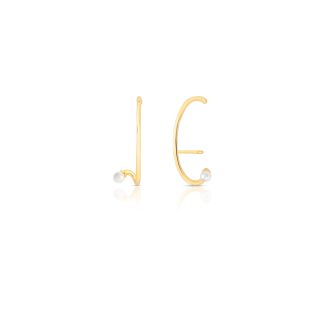 Pendientes de gancho curvo con concha de perla chapados en oro