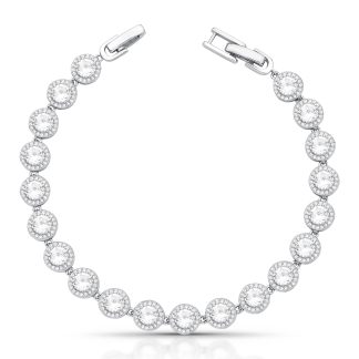 Pulsera Riviera flexible con piedra y circonita en plata y rodio